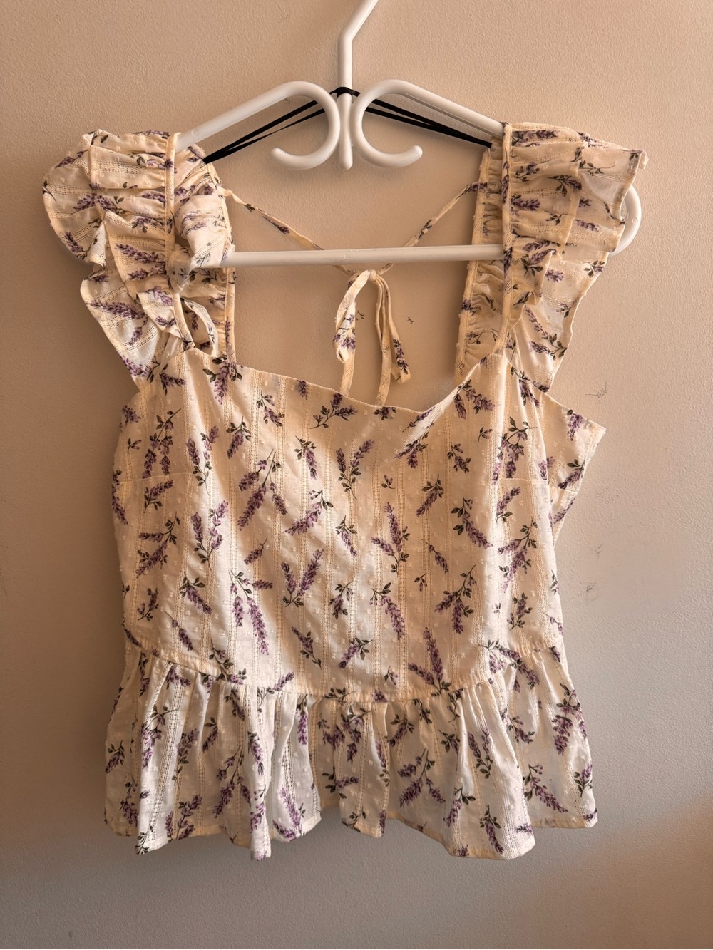 H&M Cream Tank Top with Purple Floral Print